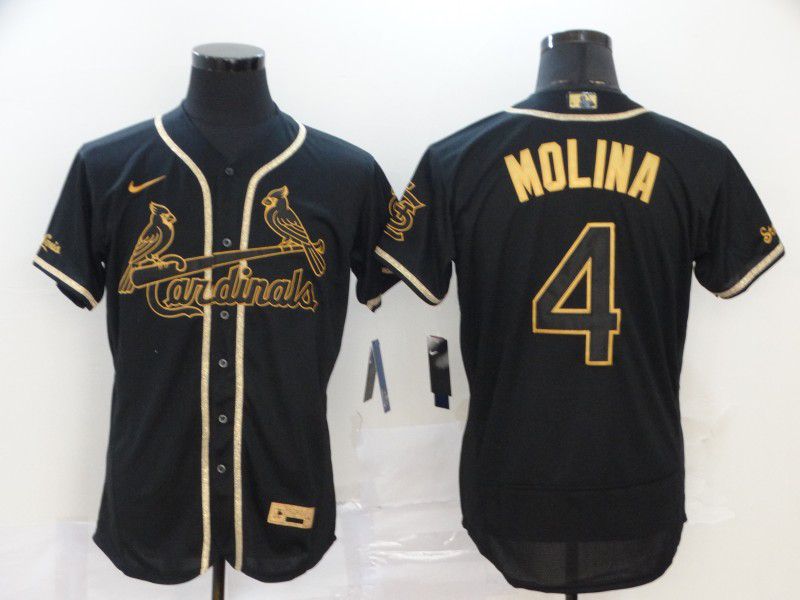 Men St.Louis Cardinals #4 Molina Black Nike Elite MLB Jerseys